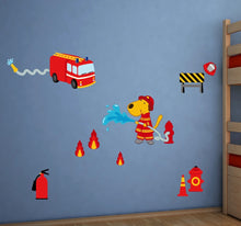 Laden Sie das Bild in den Galerie-Viewer, Wandsticker Wandtattoo Aufkleber Feuerwehr