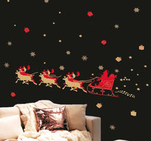 Laden Sie das Bild in den Galerie-Viewer, Wandsticker Wandtattoo Weihnachtsmann Schlitten