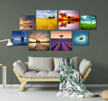 Laden Sie das Bild in den Galerie-Viewer, Wandbild selbstklebend Sonnenuntergang 28,5 x 28,5 cm
