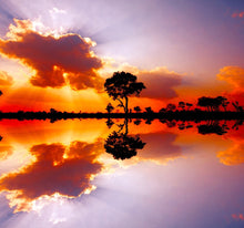 Laden Sie das Bild in den Galerie-Viewer, Wandbild selbstklebend Sonnenuntergang 28,5 x 28,5 cm