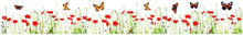 Laden Sie das Bild in den Galerie-Viewer, Wandsticker Wandtattoo Bordüre Mohnblumen Schmetterlinge