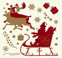 Laden Sie das Bild in den Galerie-Viewer, Wandsticker Wandtattoo Weihnachtsmann Schlitten