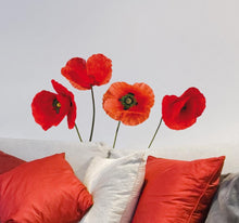 Laden Sie das Bild in den Galerie-Viewer, Wandsticker Wandtattoo Aufkleber Mohnblumen