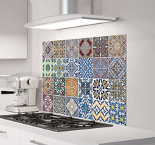Laden Sie das Bild in den Galerie-Viewer, Klebefolie Spritzschutz Wandschutz Fliesen-Optik, bunte Fliesen
