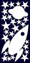 Laden Sie das Bild in den Galerie-Viewer, Wandsticker Leuchtsticker Sterne Rakete