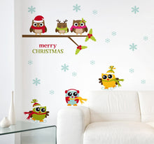 Laden Sie das Bild in den Galerie-Viewer, Wandsticker Wandtattoo Weihnachten Winter Eulen