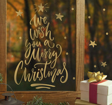 Laden Sie das Bild in den Galerie-Viewer, Fenstersticker Wandsticker Weihnachten Weihnachtsbaum Gold