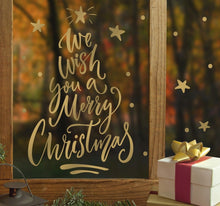 Laden Sie das Bild in den Galerie-Viewer, Wandsticker Fenstersticker Weihnachten Weihnachtsbaum Gold