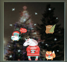 Laden Sie das Bild in den Galerie-Viewer, Wandsticker Fenstersticker Weihnachten Einhorn