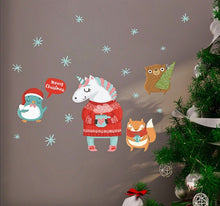 Laden Sie das Bild in den Galerie-Viewer, Wandsticker Fenstersticker Weihnachten Einhorn