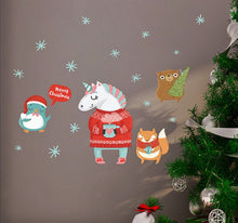 Laden Sie das Bild in den Galerie-Viewer, Fenstersticker Wandsticker Weihnachten Einhorn