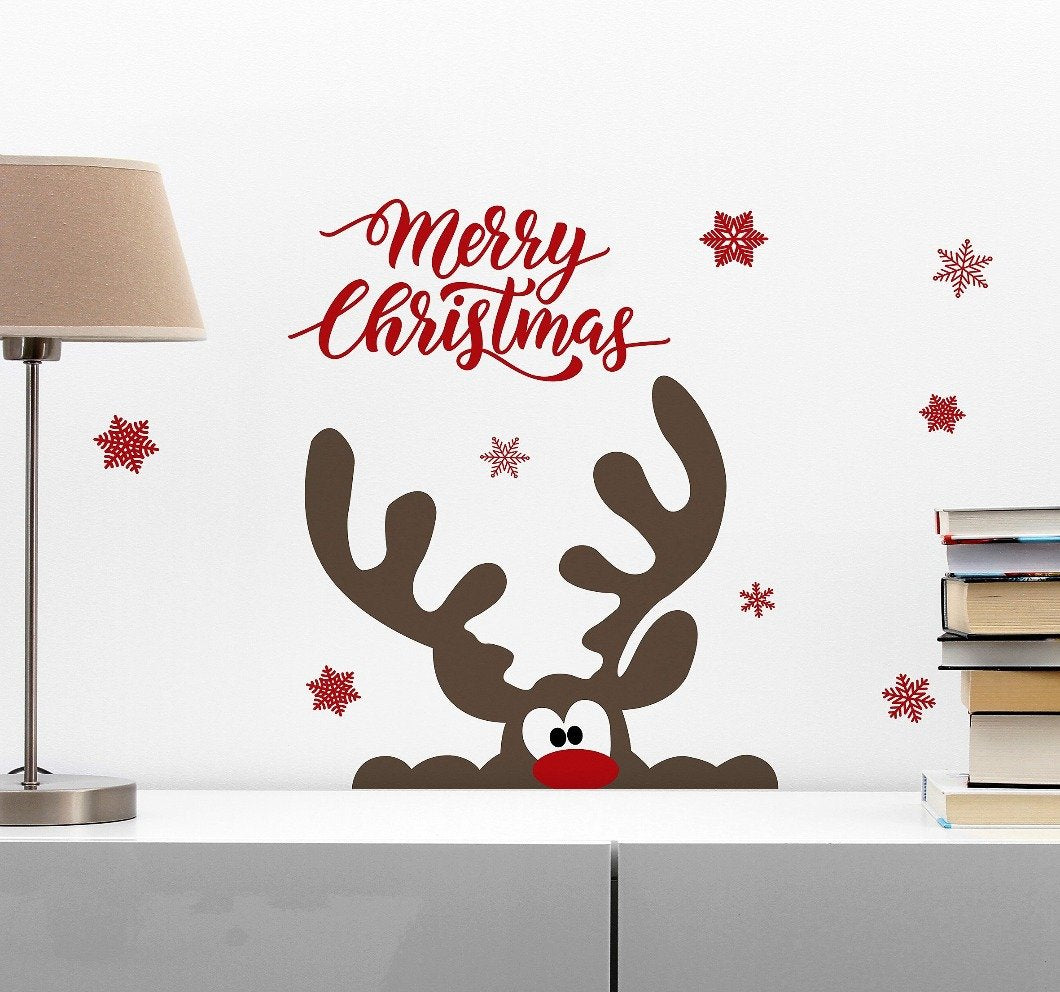 Wandsticker Fenstersticker Weihnachten Rentier