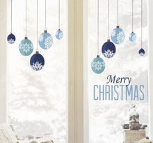 Laden Sie das Bild in den Galerie-Viewer, Fenstersticker Wandsticker Weihnachtskugeln Blau
