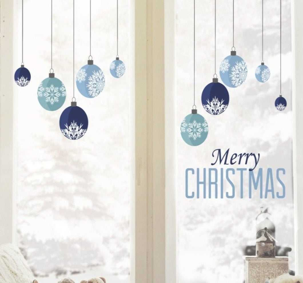 Fenstersticker Wandsticker Weihnachtskugeln Blau