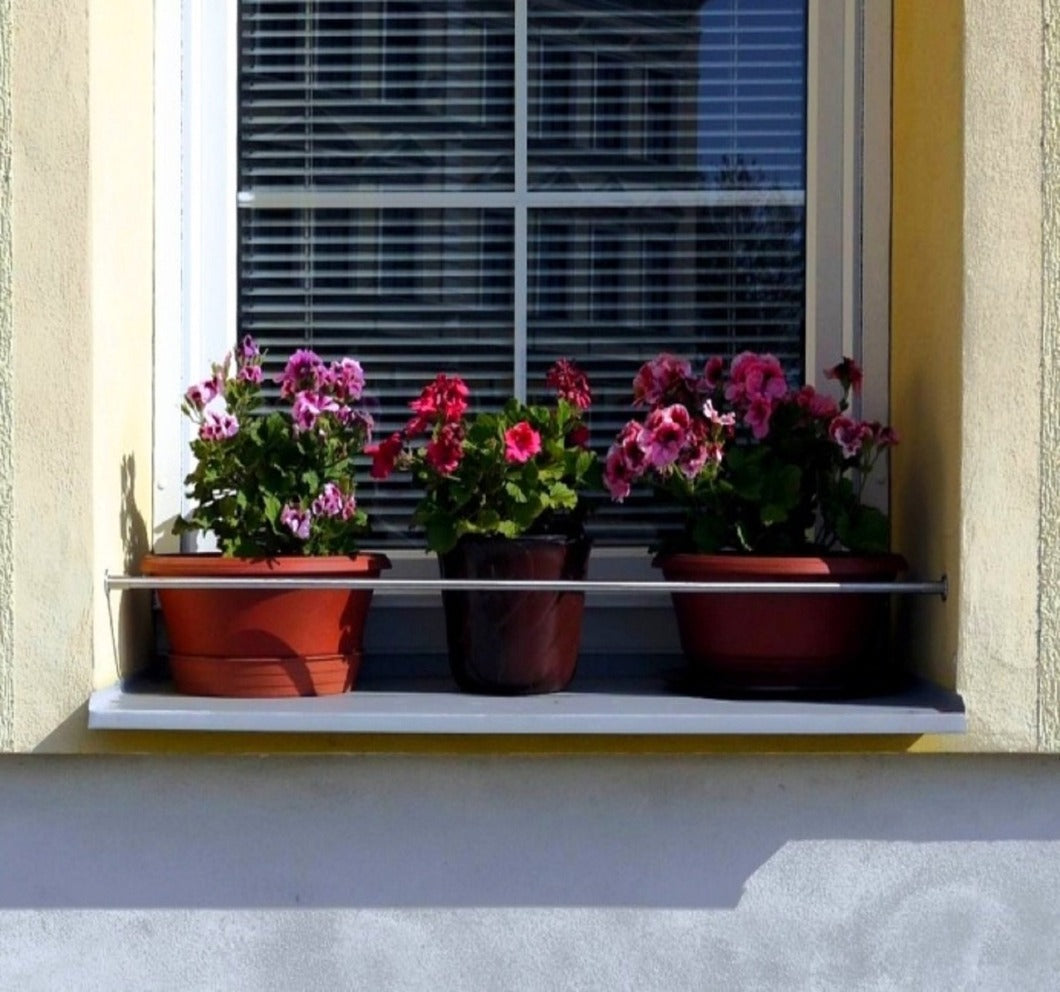 Blumenkastenhalterung f. Fensterbänke Edelstahl ohne Bohren