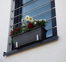 Laden Sie das Bild in den Galerie-Viewer, Blumenkastenhalterung mit Haltebügel f. Fensterbänke Edelstahl ohne Bohren
